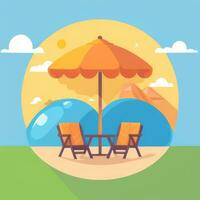 AI generated Summer Vibe Vacation Tropic Icon Clip Art Sticker Decoration Simple Background photo