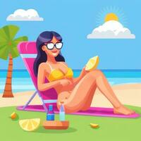 AI generated Summer Vibe Vacation Tropic Icon Clip Art Sticker Decoration Simple Background photo