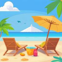 AI generated Summer Vibe Vacation Tropic Icon Clip Art Sticker Decoration Simple Background photo