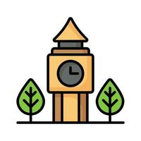 un icono de reloj torre en moderno diseño estilo, aislado en blanco antecedentes vector