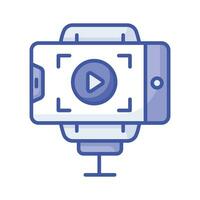 Video blog recording on mobile phone, icon of vlogging in trendy style vector