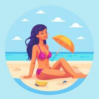 AI generated Summer Vibe Vacation Tropic Icon Clip Art Sticker Decoration Simple Background photo