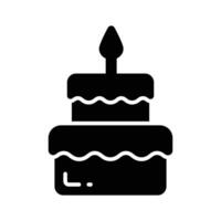 Burning candle on birthday cake, party cake vector design