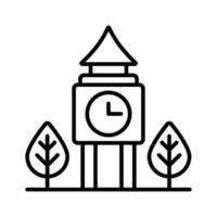 un icono de reloj torre en moderno diseño estilo, aislado en blanco antecedentes vector