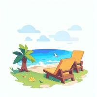 AI generated Summer Vibe Vacation Tropic Icon Clip Art Sticker Decoration Simple Background photo