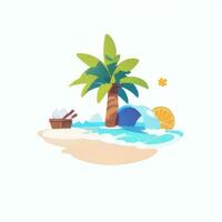 AI generated Summer Vibe Vacation Tropic Icon Clip Art Sticker Decoration Simple Background photo