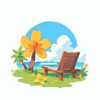 AI generated Summer Vibe Vacation Tropic Icon Clip Art Sticker Decoration Simple Background photo