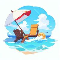 AI generated Summer Vibe Vacation Tropic Icon Clip Art Sticker Decoration Simple Background photo