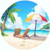 AI generated Summer Vibe Vacation Tropic Icon Clip Art Sticker Decoration Simple Background photo