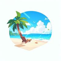 AI generated Summer Vibe Vacation Tropic Icon Clip Art Sticker Decoration Simple Background photo