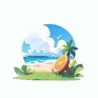 AI generated Summer Vibe Vacation Tropic Icon Clip Art Sticker Decoration Simple Background photo