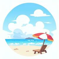 AI generated Summer Vibe Vacation Tropic Icon Clip Art Sticker Decoration Simple Background photo