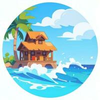 AI generated Summer Vibe Vacation Tropic Icon Clip Art Sticker Decoration Simple Background photo