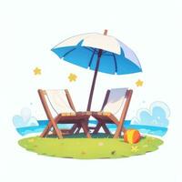 AI generated Summer Vibe Vacation Tropic Icon Clip Art Sticker Decoration Simple Background photo