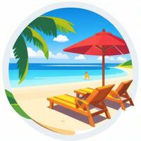 AI generated Summer Vibe Vacation Tropic Icon Clip Art Sticker Decoration Simple Background photo