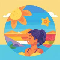 AI generated Summer Vibe Vacation Tropic Icon Clip Art Sticker Decoration Simple Background photo