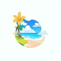 AI generated Summer Vibe Vacation Tropic Icon Clip Art Sticker Decoration Simple Background photo