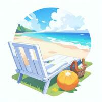 AI generated Summer Vibe Vacation Tropic Icon Clip Art Sticker Decoration Simple Background photo