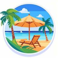 AI generated Summer Vibe Vacation Tropic Icon Clip Art Sticker Decoration Simple Background photo