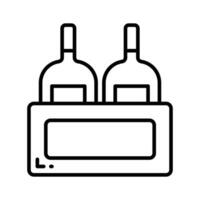 editable icono de vino botellas caja, cerveza botellas dentro de madera caja vector