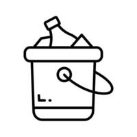 Editable icon of wine bottle bucket, beer bottles inside ice bucket vector