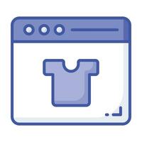 Shirt inside webpage showing concept icon of online shopping, vector of shopping website