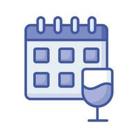 Calendar with drink glass showing concept icon of annual event vector design