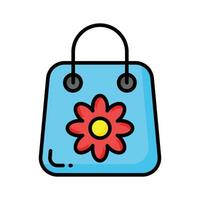 compras bolso teniendo flor concepto icono de regalo bolsa, Listo a utilizar icono vector