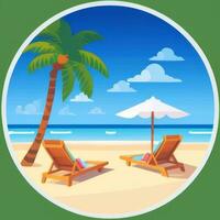 AI generated Summer Vibe Vacation Tropic Icon Clip Art Sticker Decoration Simple Background photo