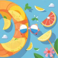 AI generated Summer Vibe Vacation Tropic Icon Clip Art Sticker Decoration Simple Background photo