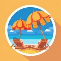 AI generated Summer Vibe Vacation Tropic Icon Clip Art Sticker Decoration Simple Background photo