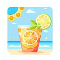 AI generated Summer Vibe Vacation Tropic Icon Clip Art Sticker Decoration Simple Background photo