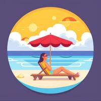 AI generated Summer Vibe Vacation Tropic Icon Clip Art Sticker Decoration Simple Background photo