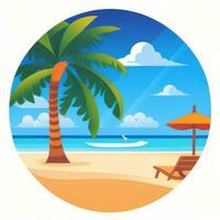 AI generated Summer Vibe Vacation Tropic Icon Clip Art Sticker Decoration Simple Background photo