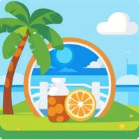 AI generated Summer Vibe Vacation Tropic Icon Clip Art Sticker Decoration Simple Background photo