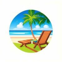 AI generated Summer Vibe Vacation Tropic Icon Clip Art Sticker Decoration Simple Background photo