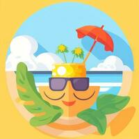 AI generated Summer Vibe Vacation Tropic Icon Clip Art Sticker Decoration Simple Background photo