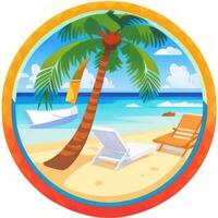 AI generated Summer Vibe Vacation Tropic Icon Clip Art Sticker Decoration Simple Background photo