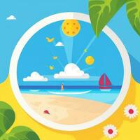 AI generated Summer Vibe Vacation Tropic Icon Clip Art Sticker Decoration Simple Background photo