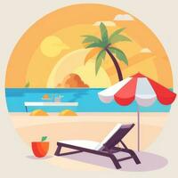 AI generated Summer Vibe Vacation Tropic Icon Clip Art Sticker Decoration Simple Background photo