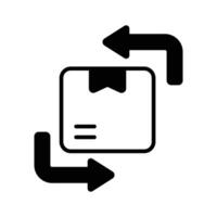 un icono con enviado paquete y opuesto dirección flechas demostración concepto icono de reordenar vector