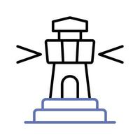 A tower containing a beacon light to warn or guide ships at sea, well designed icon of lighthouse vector