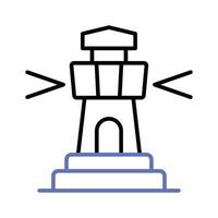 A tower containing a beacon light to warn or guide ships at sea, well designed icon of lighthouse vector