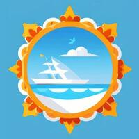 AI generated Summer Vibe Vacation Tropic Icon Clip Art Sticker Decoration Simple Background photo