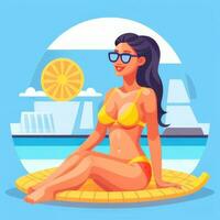 AI generated Summer Vibe Vacation Tropic Icon Clip Art Sticker Decoration Simple Background photo