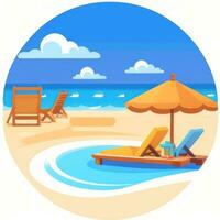 AI generated Summer Vibe Vacation Tropic Icon Clip Art Sticker Decoration Simple Background photo