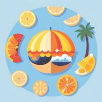 AI generated Summer Vibe Vacation Tropic Icon Clip Art Sticker Decoration Simple Background photo