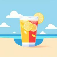 AI generated Summer Vibe Vacation Tropic Icon Clip Art Sticker Decoration Simple Background photo