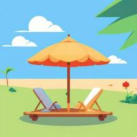 AI generated Summer Vibe Vacation Tropic Icon Clip Art Sticker Decoration Simple Background photo
