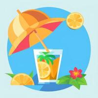 AI generated Summer Vibe Vacation Tropic Icon Clip Art Sticker Decoration Simple Background photo